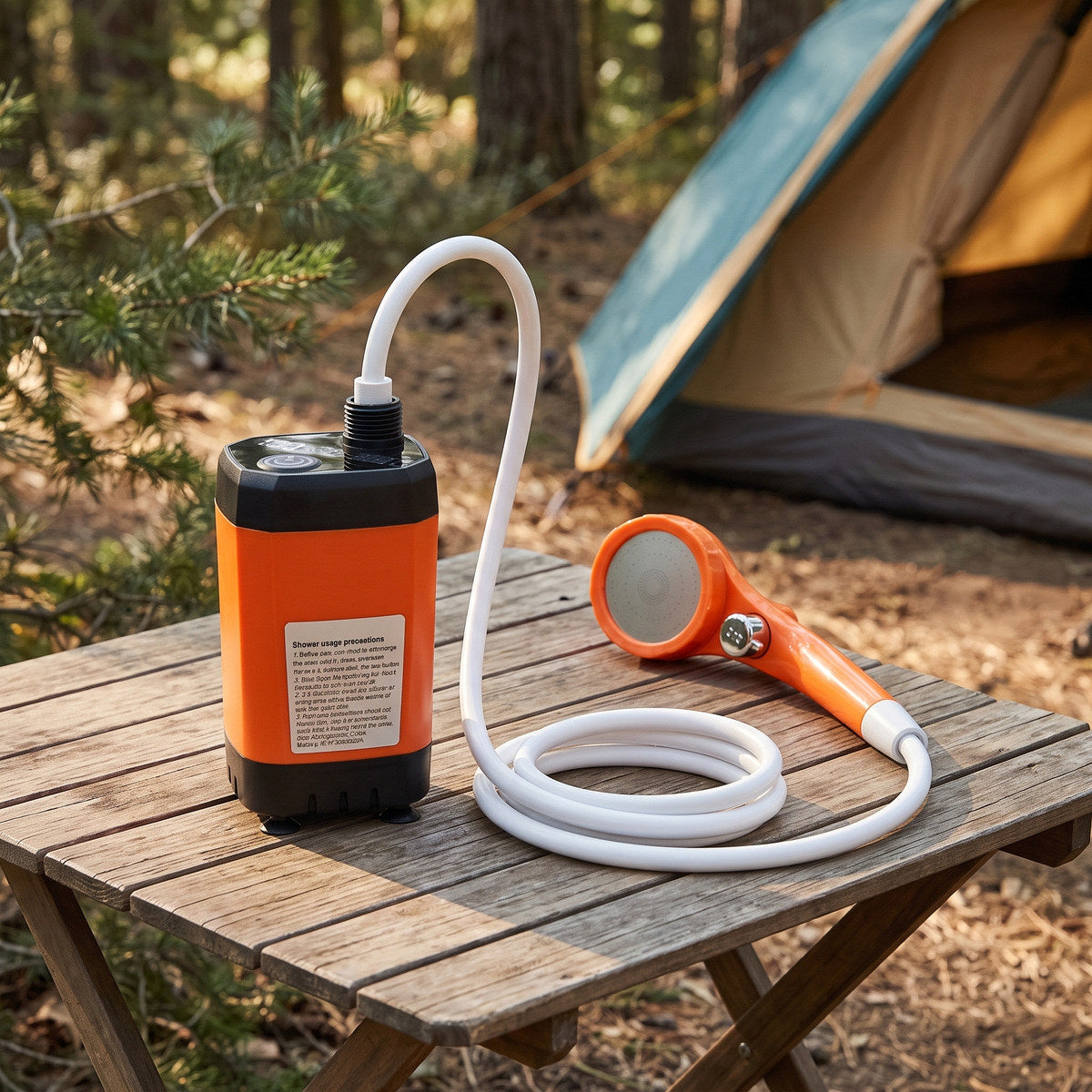 Orange Trailbrook camping shower for your post-hike rinse