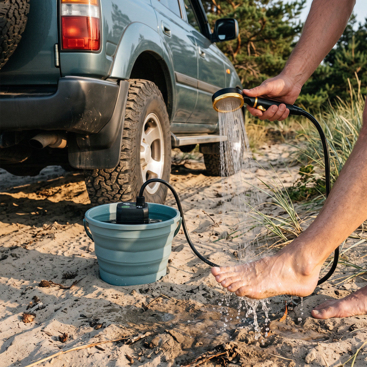 Black Trailbrook Camping Shower With Ball Valve