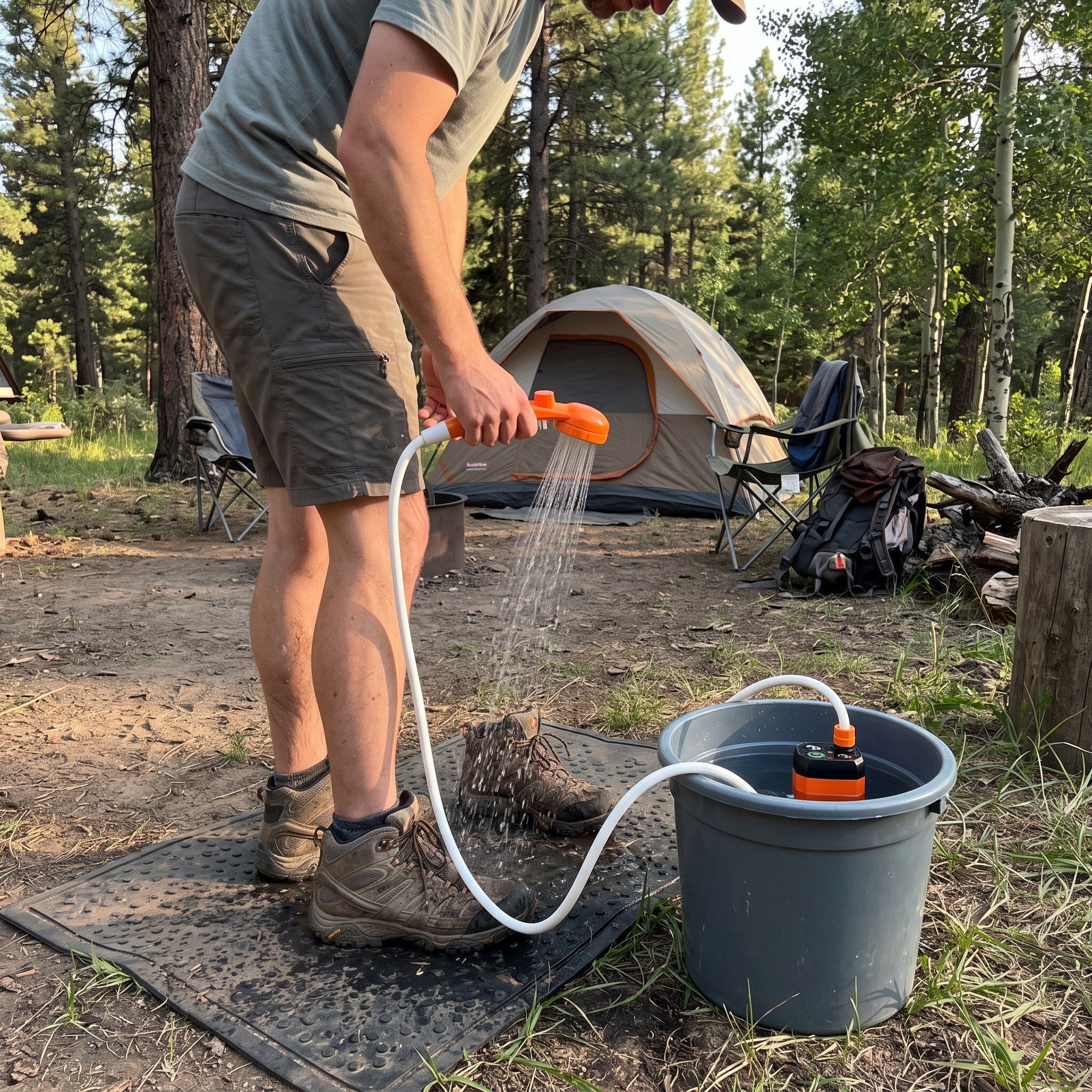 Trailbrook camping shower in outdoor rinse scene 10