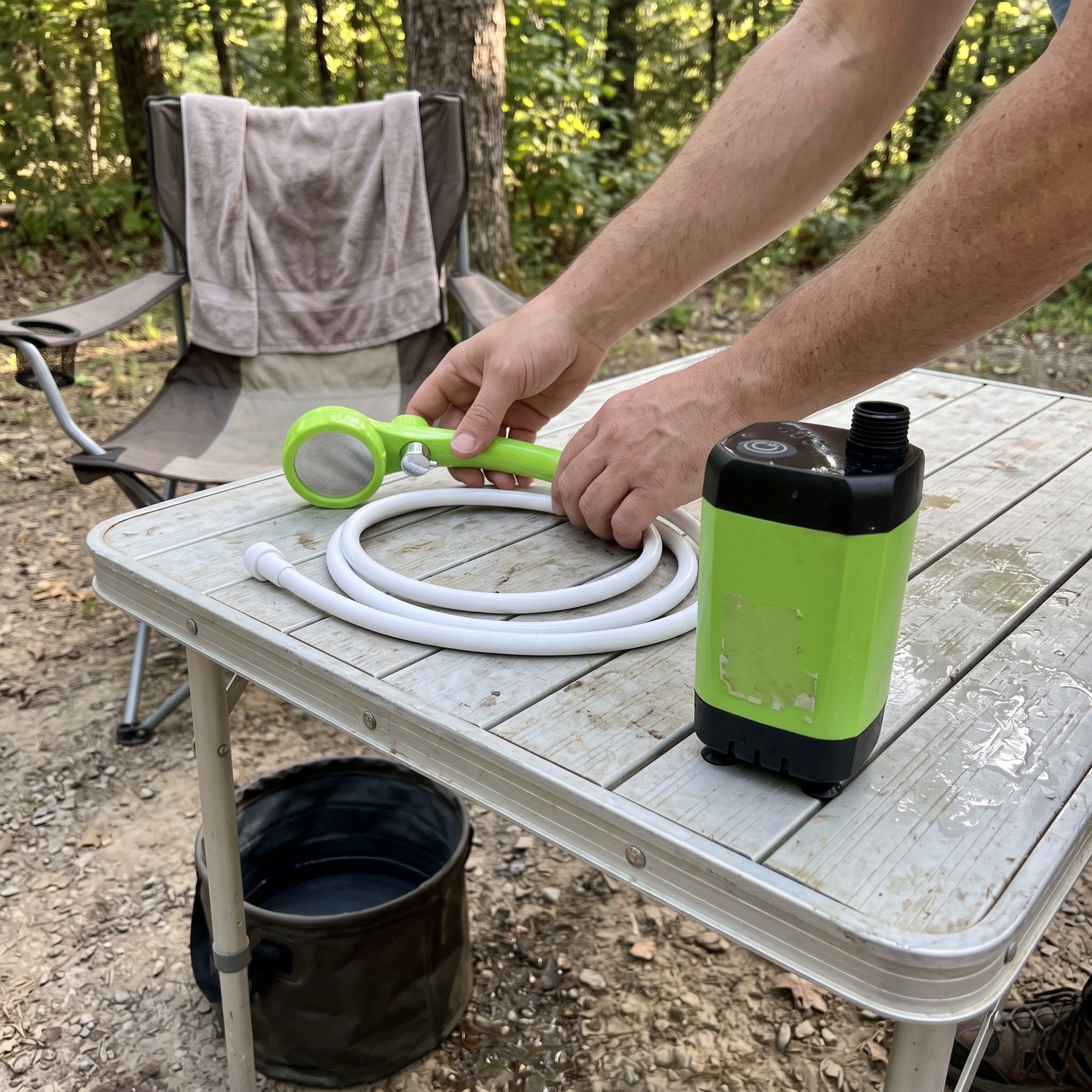Trailbrook camping shower in outdoor rinse scene 11